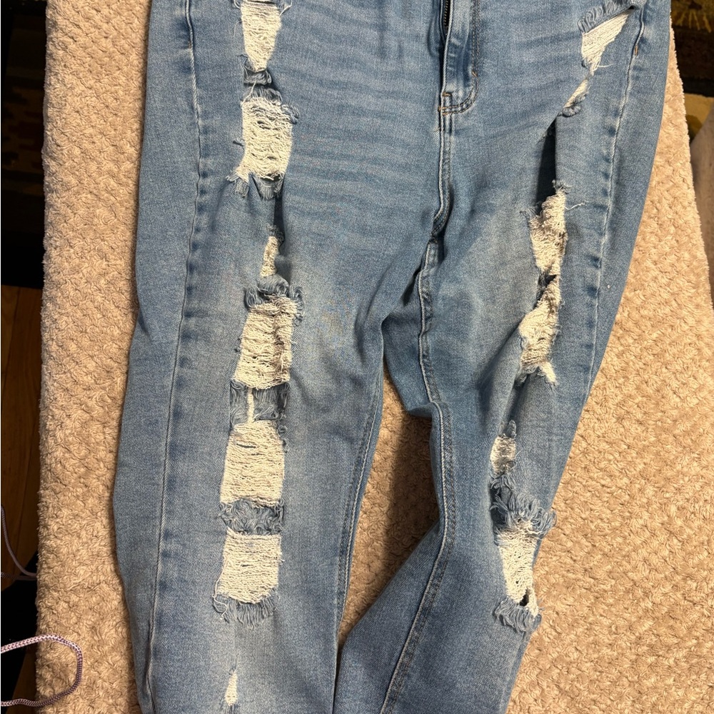 Wax Jean Light Blue Distressed Skinny Jeans